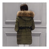 Loose Warm Woman Down Coat Slim Middle Long   army green    S - Mega Save Wholesale & Retail - 3
