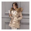 Loose Warm Woman Down Coat Slim Middle Long   beige   S - Mega Save Wholesale & Retail - 3