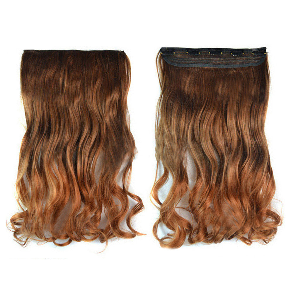 Wig Long Curled Hair Extension Gradient Ramp    light brown-flax yellow 5C-2M30T30#