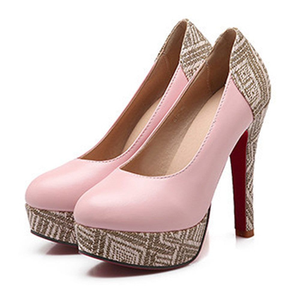 Super High Heel Plus Size Chromatic Platform Low-cut Women Shoes  pink  35 - Mega Save Wholesale & Retail