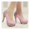 Super High Heel Plus Size Chromatic Platform Low-cut Women Shoes  pink - Mega Save Wholesale & Retail - 2