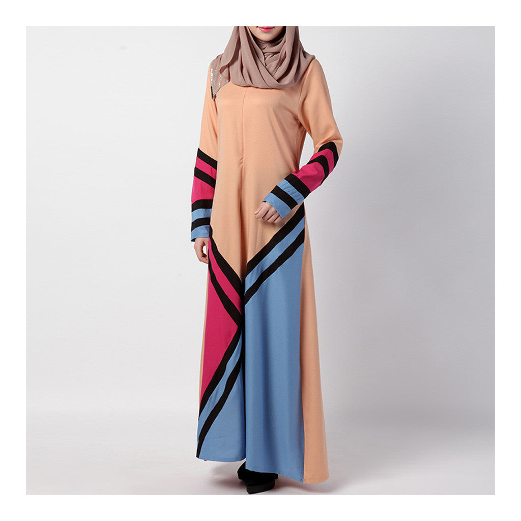 Arabian Muslim Robr Geometry Motley Dress   khaki   M - Mega Save Wholesale & Retail - 1