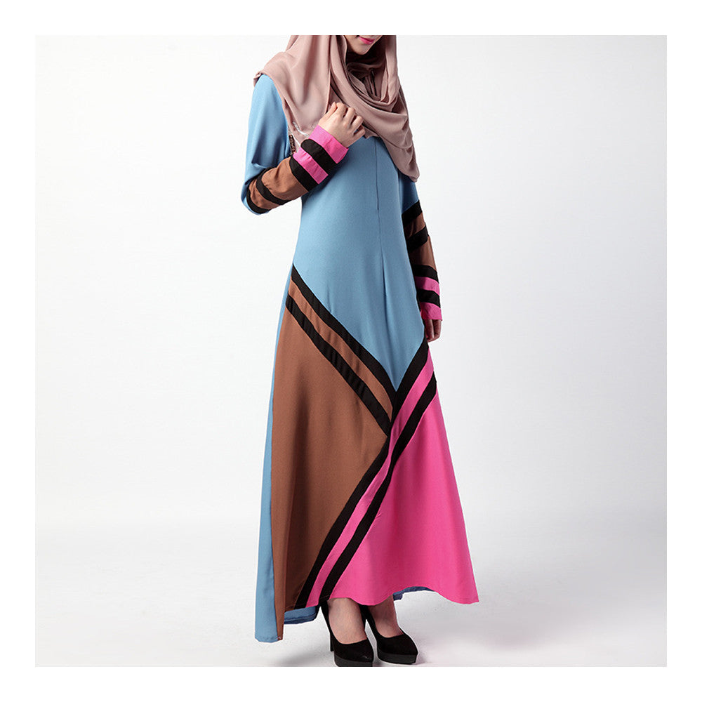 Arabian Muslim Robr Geometry Motley Dress   sky blue    M