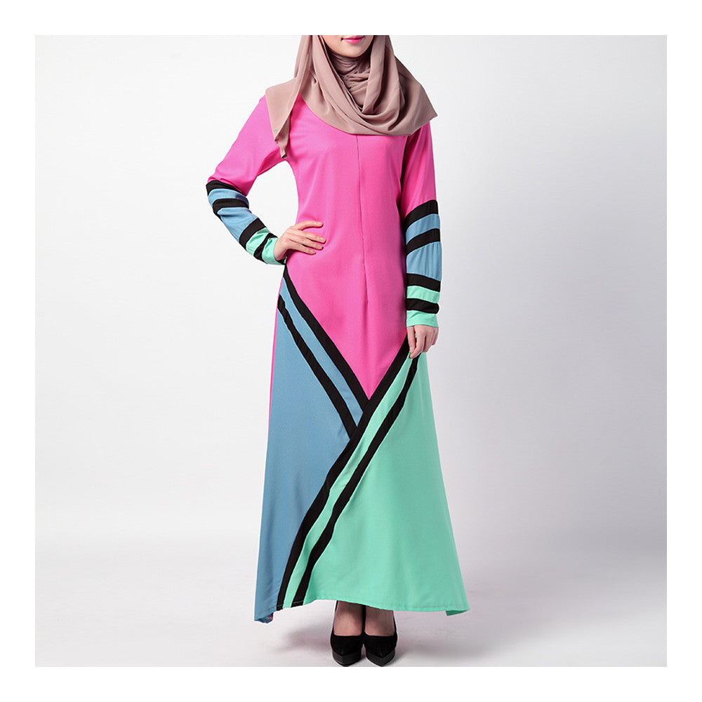 Arabian Muslim Robr Geometry Motley Dress   rose red   M