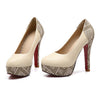 Super High Heel Plus Size Chromatic Platform Low-cut Women Shoes  beige - Mega Save Wholesale & Retail - 1