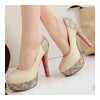 Super High Heel Plus Size Chromatic Platform Low-cut Women Shoes  beige - Mega Save Wholesale & Retail - 2