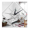 Decoration 3D Geometry Rhombus Mirror Sticking Wall Clock   silver - Mega Save Wholesale & Retail