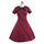 Vintage Solid Color Short Sleeve Cotton Dress  wine red    S - Mega Save Wholesale & Retail - 1
