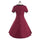 Vintage Solid Color Short Sleeve Cotton Dress  wine red    S - Mega Save Wholesale & Retail - 2