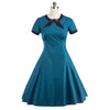 Vintage Solid Color Short Sleeve Cotton Dress   blue   S - Mega Save Wholesale & Retail - 1