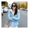 Winter Woman Slim Down Coat Splicing Short Chic   water blue   M - Mega Save Wholesale & Retail - 1