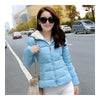 Winter Woman Slim Down Coat Splicing Short Chic   water blue   M - Mega Save Wholesale & Retail - 2