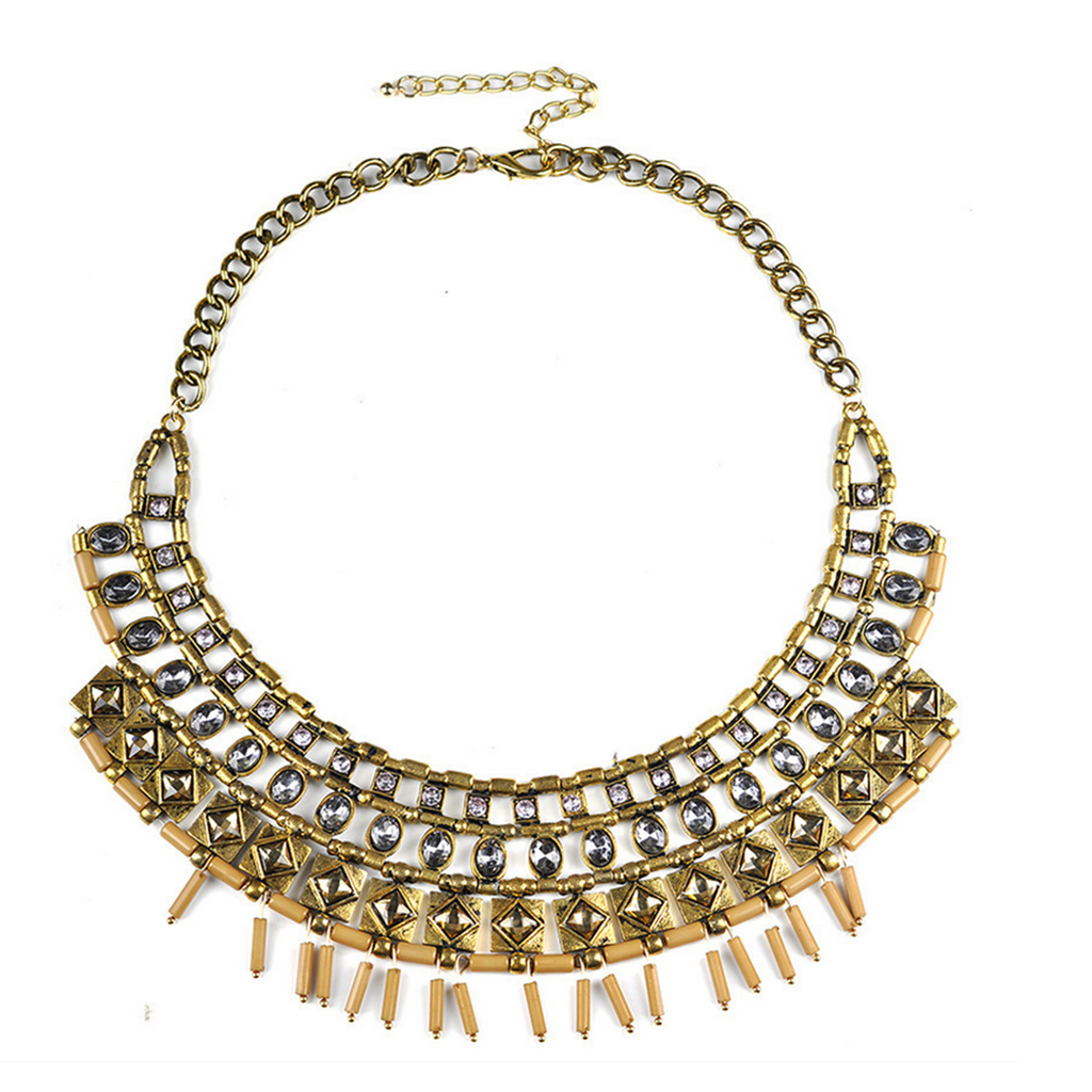 European International Big Brand Necklace Sweater Necklace Vintage Necklace   golden - Mega Save Wholesale & Retail