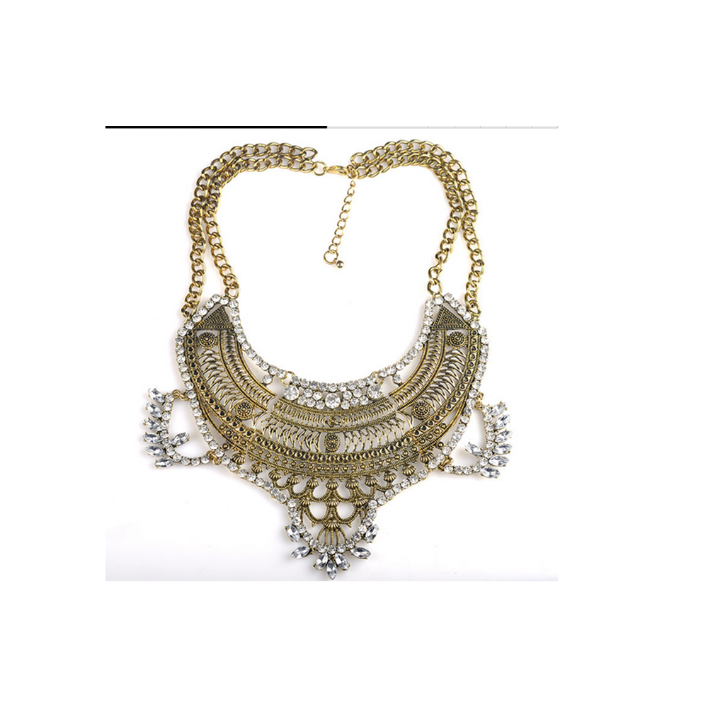 New European Foreign Trade Original Order Ornament Vintage Exaggerated Alloy Necklace Ornament  golden - Mega Save Wholesale & Retail