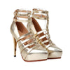 Plus Size Platform Thin Dancing Night Club Shoes in Glossy Golden Shade - Mega Save Wholesale & Retail - 1