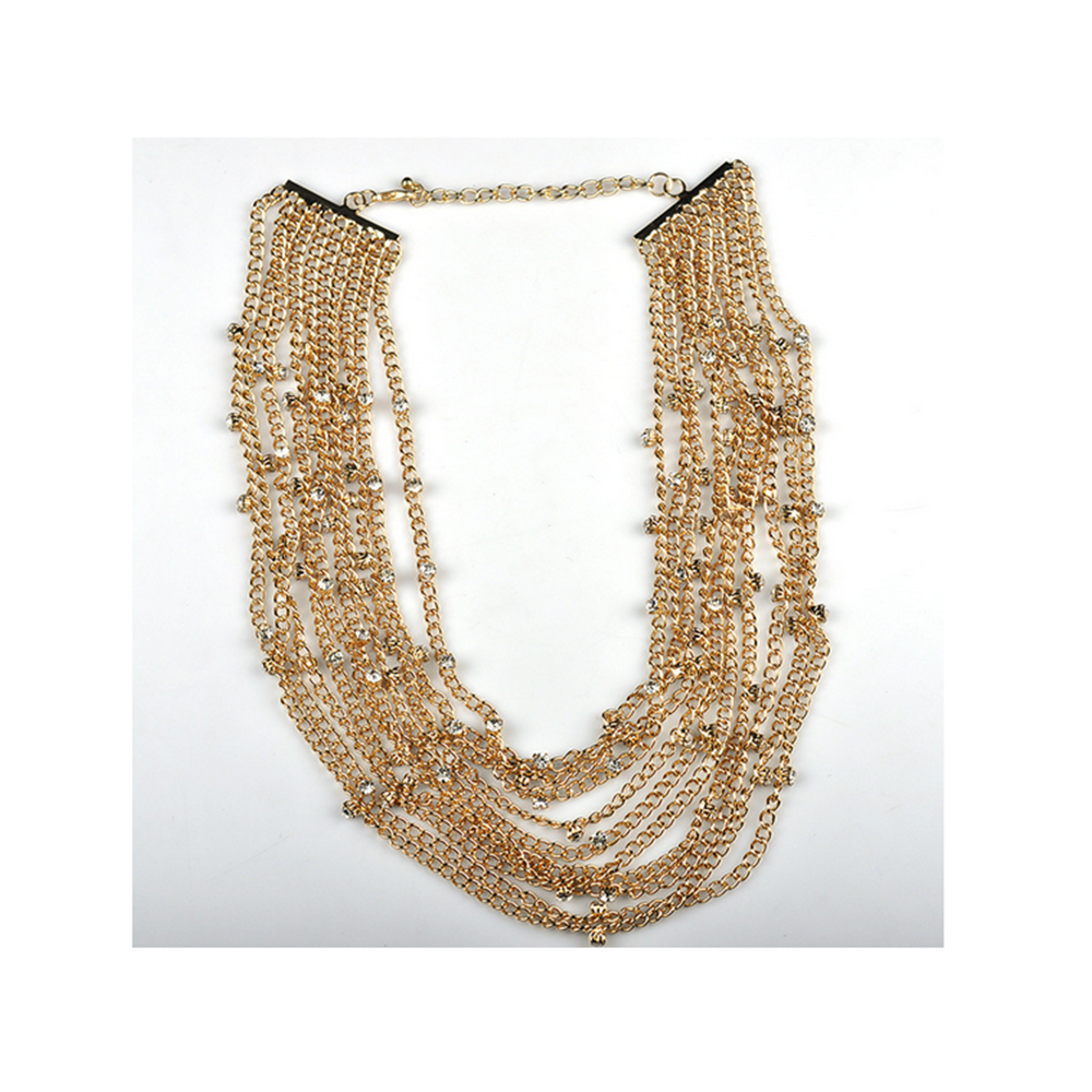New European Big Brand Fashionable Zircon Necklace Woman    golden - Mega Save Wholesale & Retail