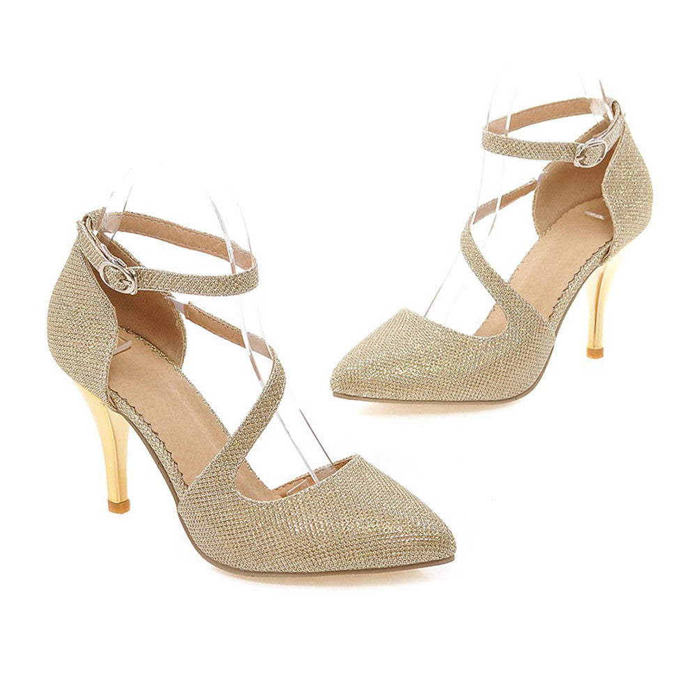 Plus Size Pointed Women Shoes in High Heel & Golden Shade - Mega Save Wholesale & Retail - 2