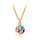 Korean jewelry wholesale crystal ball colorful crystal necklace - Love Cube 1111-46  Gold   sea blue - Mega Save Wholesale & Retail