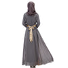 Muslim Long Dress Splicing Chiffon   grey - Mega Save Wholesale & Retail - 3