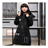 Winter Thick Warm Slim Middle Long Girl Down Coat   black   130cm - Mega Save Wholesale & Retail - 1