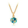 Korean jewelry wholesale crystal ball colorful crystal necklace - Love Cube 1111-46  Gold   Blue Diamond - Mega Save Wholesale & Retail