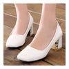 Middle Heel Low-cut Work Thin Shoes  white - Mega Save Wholesale & Retail - 2