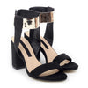 Golden Color Lace-up Thick Heel Sandals Women Shoes  black  35 - Mega Save Wholesale & Retail