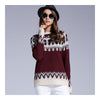 Sweater Round Collar Knitwear Sweet Cute   wine red   S - Mega Save Wholesale & Retail - 1