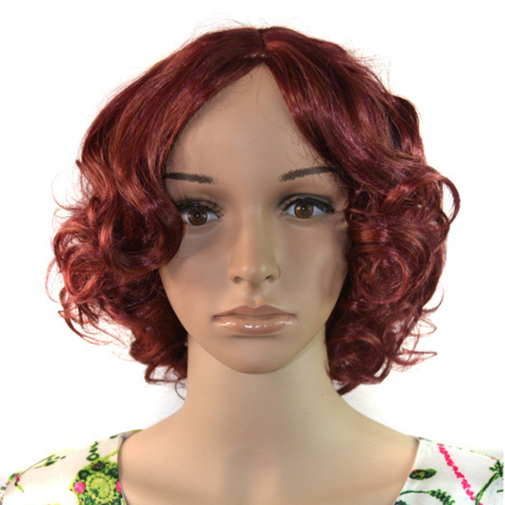 Central Parting Small Curled Hair Cap Wig 