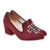 Middle Heel Thin Shoes Fluff Pointed Low Uppers Casual  wine red - Mega Save Wholesale & Retail