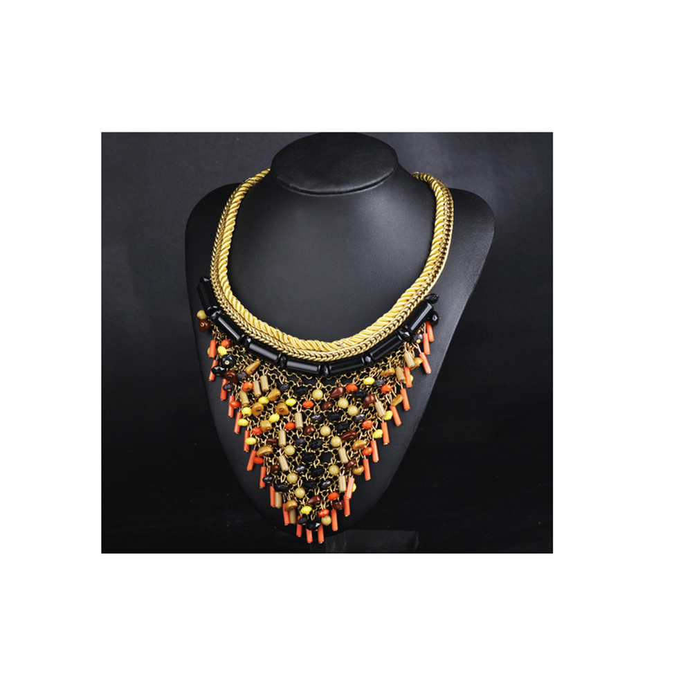 European Fashionable Big Brand Necklace Exaggerated Tassel Necklace Fashionable All-match Ornament New Hot Sold   Orange - Mega Save Wholesale & Retail