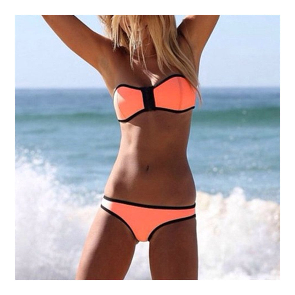 Swimwear Bikini Triangle Push-Ups Women  orange  S - Mega Save Wholesale & Retail - 1