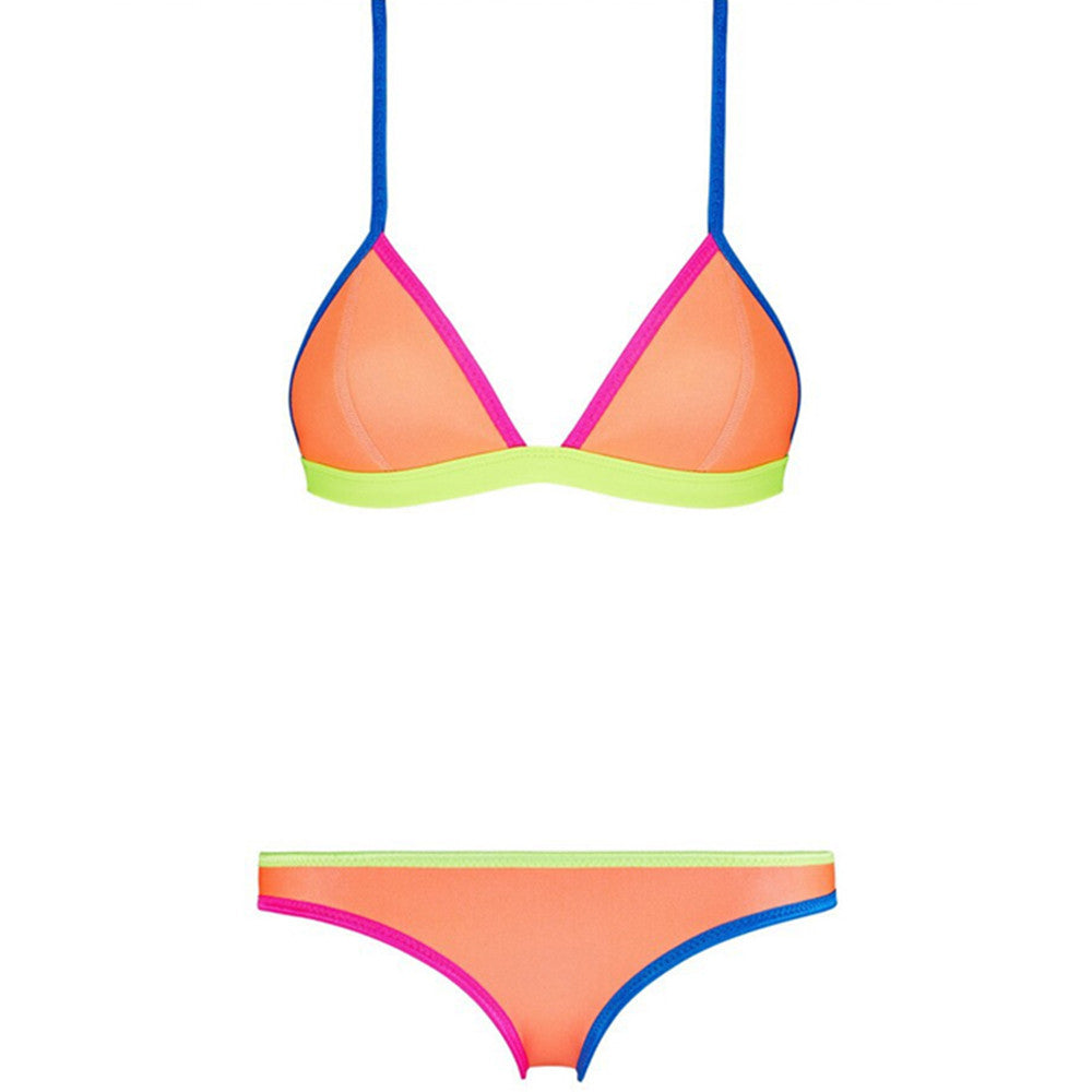 Assorted Colors Triangle Bikini Tie Women Swimwear Swimsuit Sexy  orange  S - Mega Save Wholesale & Retail - 2