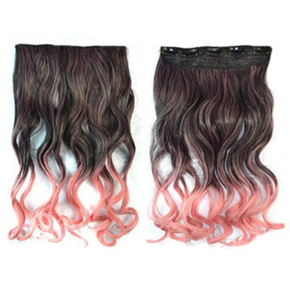 Five Cards Hair Extension Long Curled Hair Wig  2