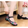 Old Beijing Black Embroidered Cowhell Woman Shoes in National Style with Beautiful Floral Designs with Ankle Straps - Mega Save Wholesale & Retail - 4