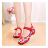 Old Beijing Red Embroidered Square Dance Shoes for Women in National Style with Beautiful Floral Designs - Mega Save Wholesale & Retail - 1