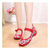 Old Beijing Cloth Shoes National Style Embroidered Shoes Square Dance Shoes Slipsole Increased within Woman Shoes Cowhell Sole Shoes red - Mega Save Wholesale & Retail - 1