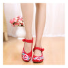 Old Beijing Cloth Shoes National Style Embroidered Shoes Square Dance Shoes Slipsole Increased within Woman Shoes Cowhell Sole Shoes red - Mega Save Wholesale & Retail - 3