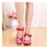 Old Beijing Red Embroidered Square Dance Shoes for Women in National Style with Beautiful Floral Designs - Mega Save Wholesale & Retail - 3