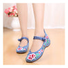 Old Beijing Cloth Shoes National Style Embroidered Shoes Square Dance Shoes Slipsole Increased within Woman Shoes Cowhell Sole Shoes blue - Mega Save Wholesale & Retail - 1