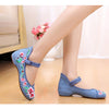 Old Beijing Cloth Shoes National Style Embroidered Shoes Square Dance Shoes Slipsole Increased within Woman Shoes Cowhell Sole Shoes blue - Mega Save Wholesale & Retail - 3