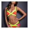 Bikini Ribbon Women Swimwear Swimsuit Vintage   orange+yellow  S