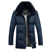 Middle Long Middle Old Age Fur Collar Down Coat   dark blue   M - Mega Save Wholesale & Retail - 1
