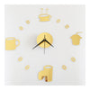 Coffee Cup Silent Casual Wall Clock Decoration Sticking   golden - Mega Save Wholesale & Retail