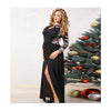 European Big Size Sexy Long Full Dress Printing with Belt Slit Dress - Mega Save Wholesale & Retail - 1