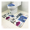 Toilet Seat Carpet 3pcs Set Coral Fleece Ground Mat blue triumphal arch - Mega Save Wholesale & Retail - 1