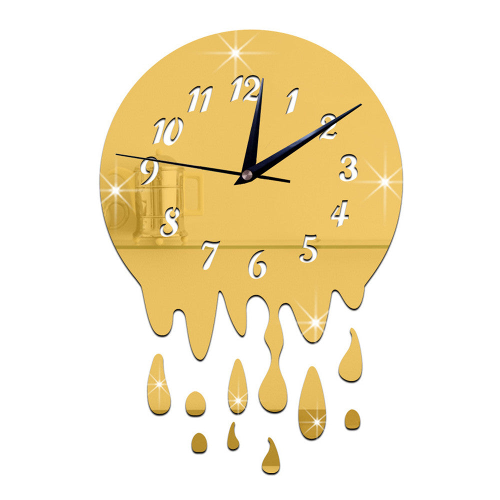 Acrylic Wall Clock Mirror Decoration   golden with scale - Mega Save Wholesale & Retail