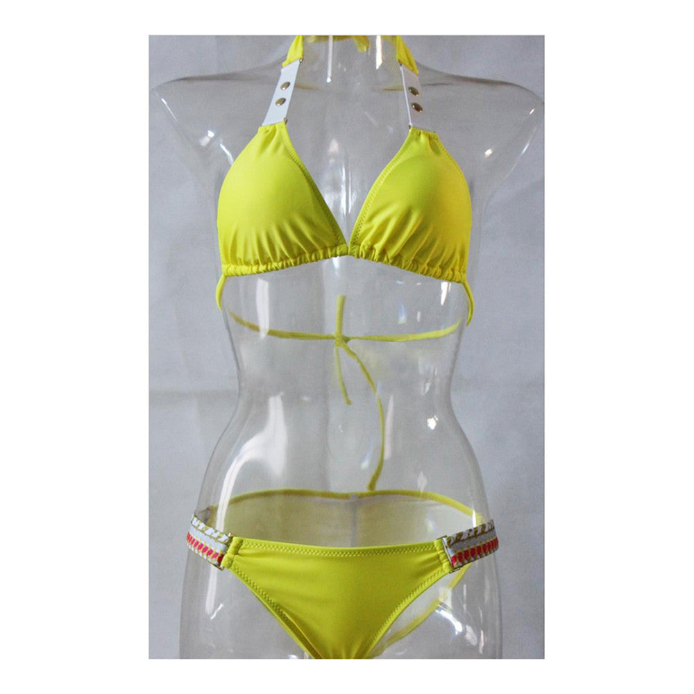 Swimwear Swimsuit Floral Sexy Women Bikini  yellow  S - Mega Save Wholesale & Retail