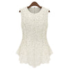 Lace Bottoming Shirt Chiffon Sleeveless   white  S - Mega Save Wholesale & Retail