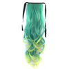 Gradient Ramp Horsetail Lace-up Curled Wig KBMW peacock green to mint yellow - Mega Save Wholesale & Retail - 1